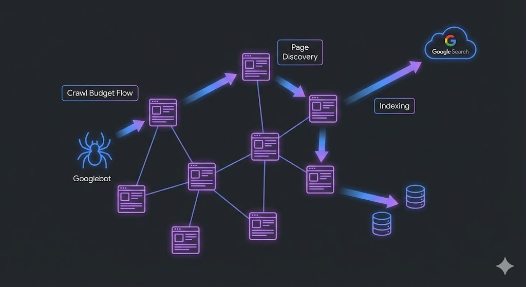 Schéma illustrant le budget de crawl Google et les facteurs qui l'influencent